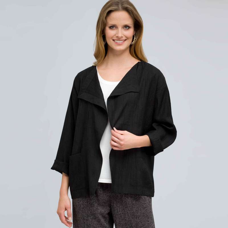 3/4 Sleeve Jacket, Black, large image number 0